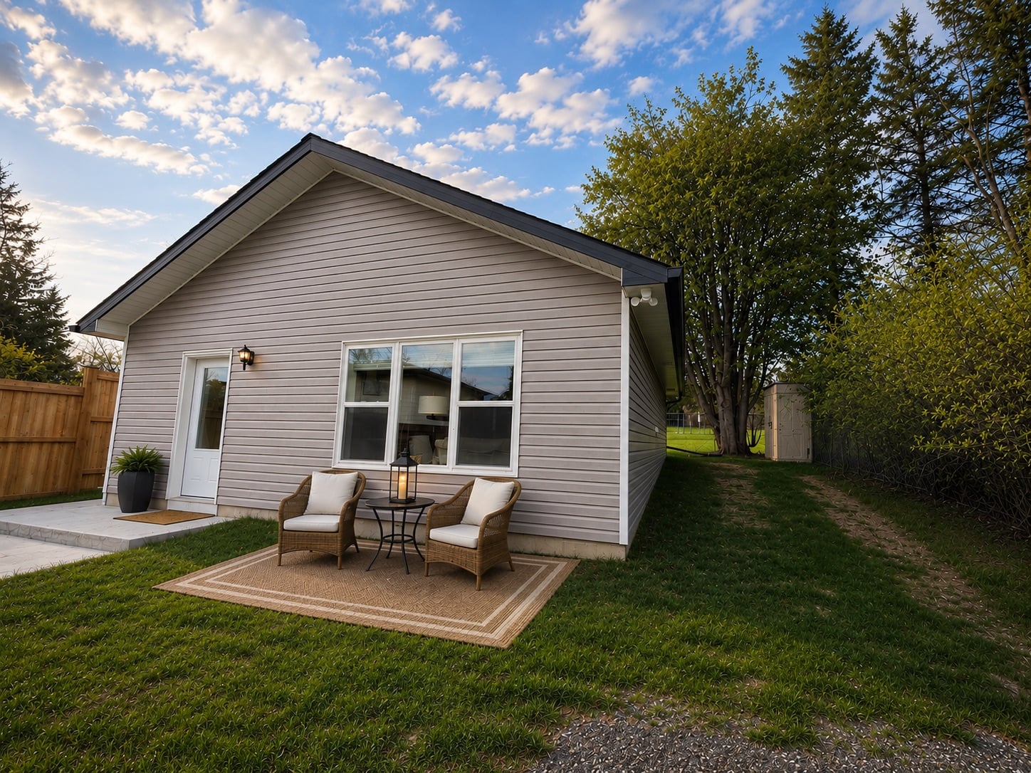 Detached backyard coach home (ADU) built by Visture Property Group in Peterborough