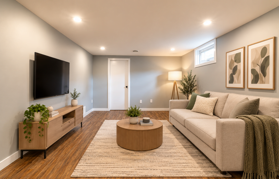 Lower 741 Maryland Ave Living Room staged